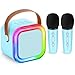 Karaoke Maschine für Kinder und Erwachsene, Mini Karaoke Mikrofon, kabellos, tragbarer Bluetooth-Lautsprecher mit Schwammüberzug, Geschenkspielzeug für Mädchen ab 4, 5, 6, 7, 8, 9, 10 (Blau)