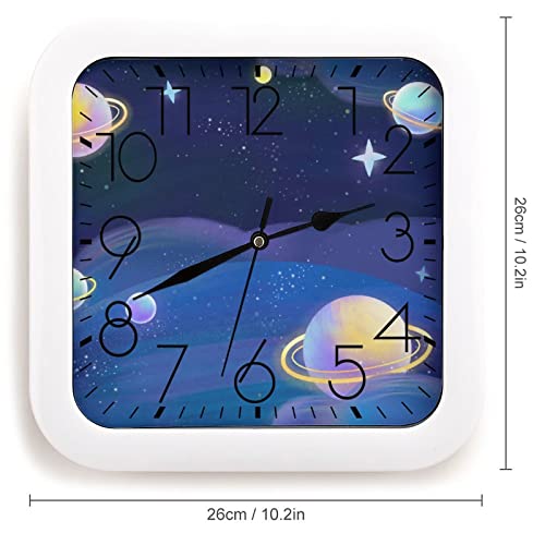 Pendule murale silencieuse planète spatiale moderne design épuré 26cm