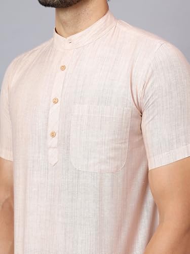 Image of LATEST CHIKAN Men's Cotton Regular Casual Strped Short Kurta Half Sleeves - (SK-LJ.DS.AS)