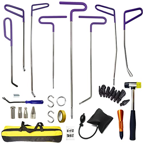 NIUVOCY Rods Dent Removal Kit, 30 Pcs Paintless Dent Repair Rods, Special Manganese Steel,...