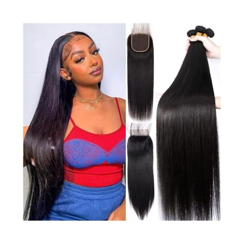 Cheveux humains brésiliens lisses et closure 4x4 sans noeuds pour un volume durable
