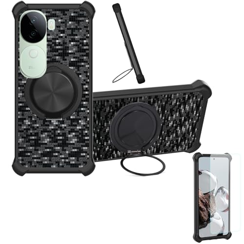 �Ή� Vivo V40e �P�[�X Phone Case [1�� 9H+�d�x���� �K���X�t�B����][360°��]���X�^���h�A�}�O�l�b�g��]CX-11-HEI