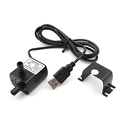 [USB Version] 5v - 12v Small Submersible Water Pump 63 GPH for Pet Water Drinking Circulation Swamp Cooler Indooor Fountain Pump Black Cover