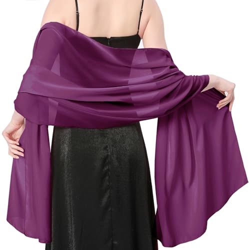 Lifwimner Châle Femme Foulard Etole Mariage en Mousseline De Soie Long (Violet Foncé)