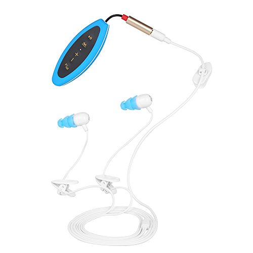 Docooler Reproductor de música MP3, 4 GB resistente al agua IPX8, con auriculares, radio FM, diseño de clip, ideal para nadar, correr o bucear