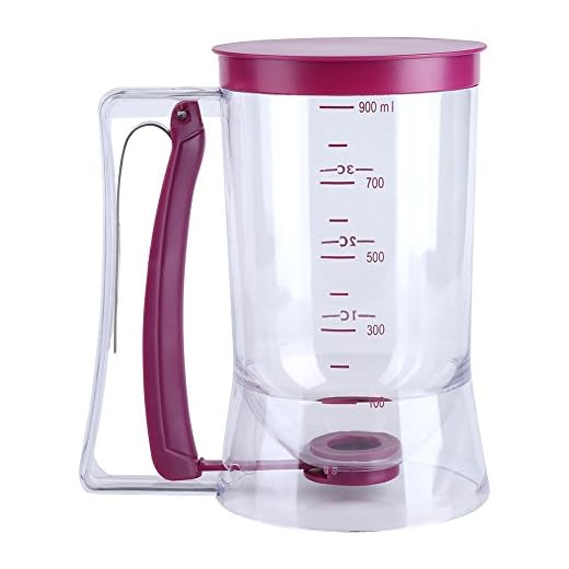 900mL Manual Batter Dispenser Cupcake Pancake Waffle Measuring Cup Kitchen Baking Tool for Pancakes, Cupcakes, Waffles, Muffin Mix, Crepes, Cakes, Cookies, Bonus Cupcake Plunger or Any Baked Goods