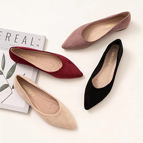 Stunner Women’s Ballet Flats Comfortable Pointed Toe Slip On Memory Foam Flats Shoes Black 38(6.5) #TOP4