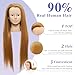 Mannequin Head with 90% Real Human Hair - 28 Inch Makeup Cosmetology Manikin Doll Head for Hair Styling, Training Practice Braiding Mannequin Head with False Eyelashes Hair Styling Set