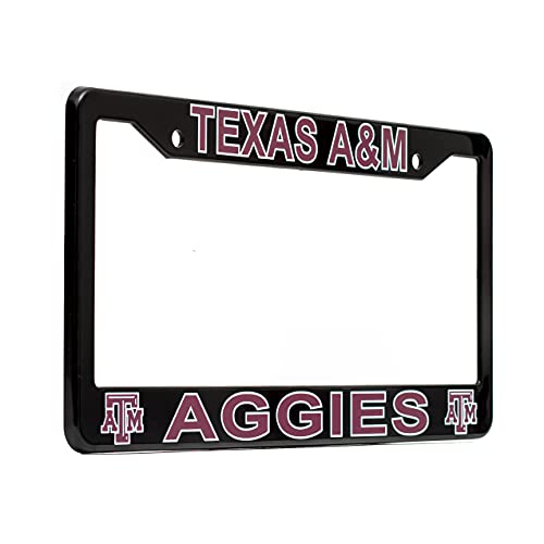 EliteAuto3K Texas A&M Aggies License Plate Frame Cover – Black – 12.25 x 6.25 - Ideal Gift for Sports Fans & Supporters – Slim Design
