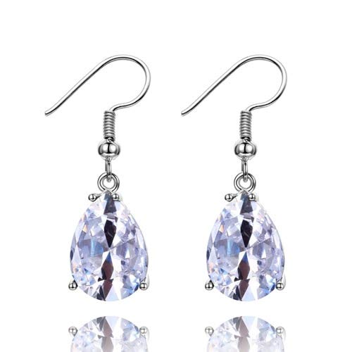 Boucles d'oreilles aigue-marine de mariage, pendantes en argent 925