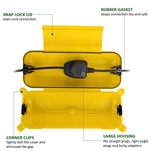 Image of Flemoon Outdoor Extension Cord Safety Cover, IP44 Waterproof Electrical Box