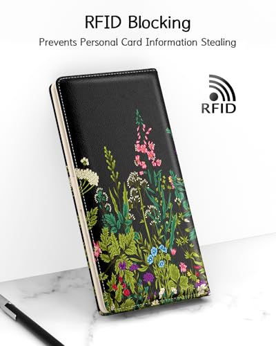 Image of Nipichsha Womens Wallet, RFID Slim Wallets for Women, Thin Ladies Credit Card Holder Purse, Cute Leather Bifold Clutch Billfold with 11 Card Slots & ID Window, Dandelion