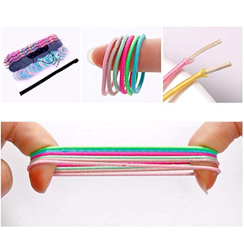 Miniatura 3 de 200 bandas elásticas coloridas para el cabello, sin arrugas, para coleta de caballo para bebés, niñas y niños pequeños, bandas elásticas para cola