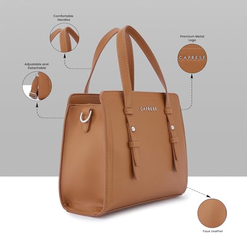 Image of Caprese Fiji Small Satchel Bag with Adjustable & Detachable Strap | Versatile Shoulder, Crossbody & Handheld Bag for Work, Travel, and Everyday Use, Spacious with Multiple Compartments
