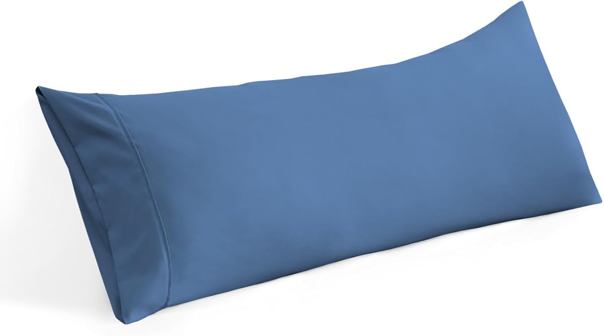 Body Pillow Cover 20x48 Body Pillow Case 100% Egyptian Cotton 600 Thread Count Soft, Skin- Friendly 1 Pack Body Pillowcase with Envelope Closure 20 x 48 Inches, Medium Blue