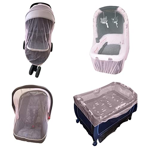 Image of Enovoe Mosquito Net for Stroller and Baby Crib - Durable Mesh Bug Net Cover with Elastic Edge - Fits Strollers, Bassinets, Playards, and Mini Cribs - Travel Essential for Newborns - 63x64-Inch (White)