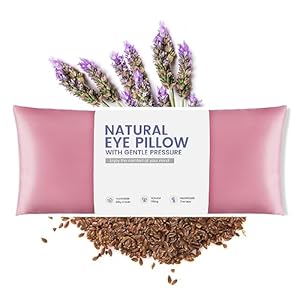 Lavender Eye Pillow for Yoga, Relaxation, Sleeping, Microwavable Weighted Eye Mask Heated for Meditation, Dry Eyes, Moist Heat Hot & Cold Eye Compress with Aromatherapy (Pink)