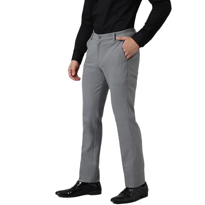 Image of SUBTRACT Men 4 Way Stretch Wrinkle Free Slim Fit Formal Trouser in with 2 Inch Flexible Waistband | Men's Trousers for Office Or Party