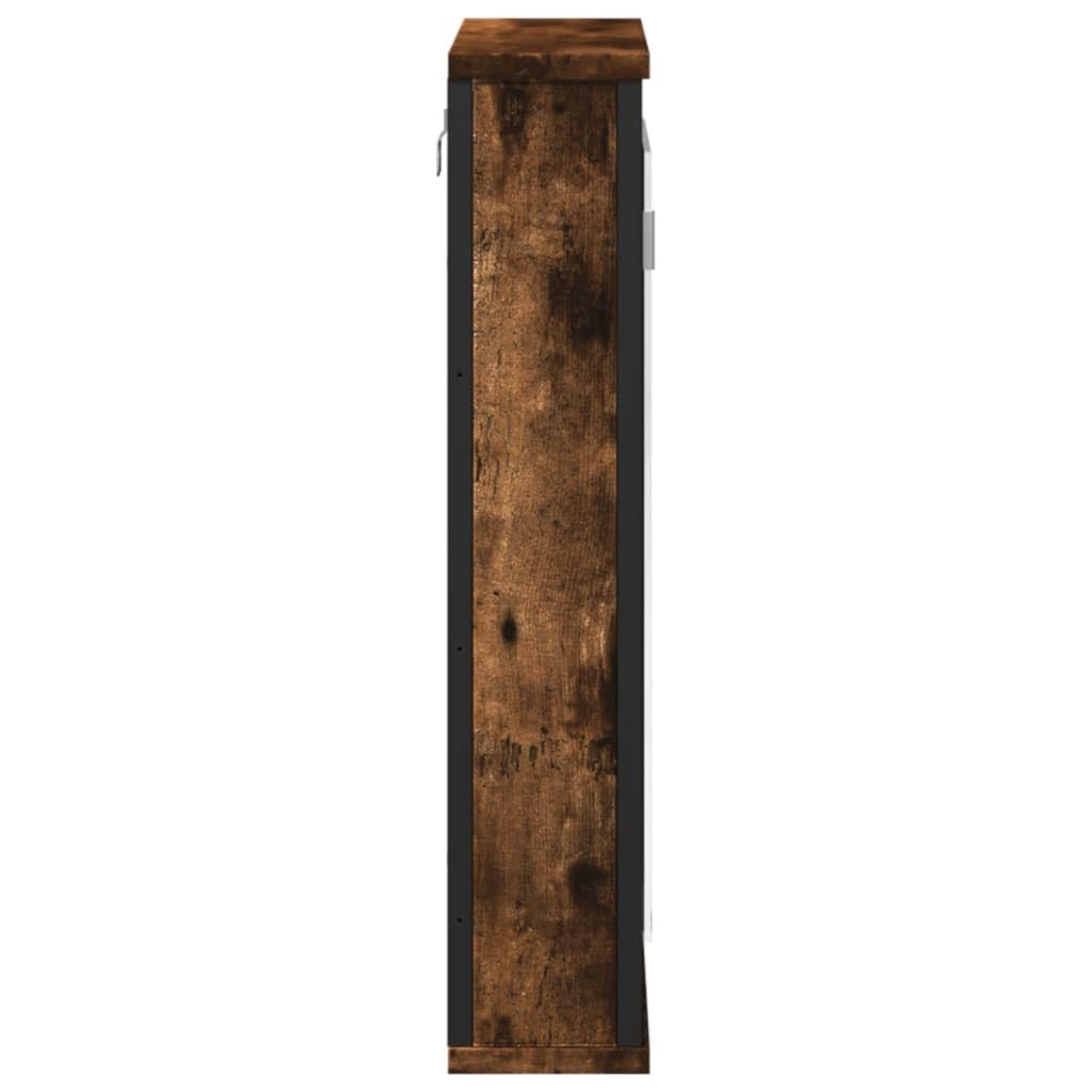 SYDE Armario Baño Espejo Madera Roble Ahumado 42x12x60 cm | Montaje en Pared, Almacenaje Amplio, Contrachapado Resistente a Humedad, Imagen Nitida