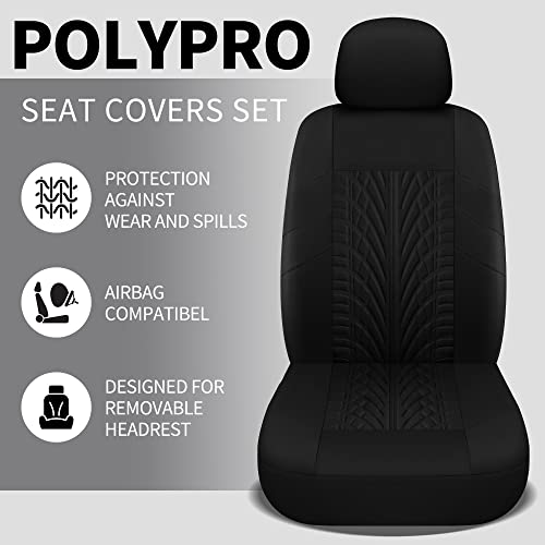 Varcozy Coppia Di Coprisedili Anteriori Per Auto, Universali In Tessuto, Traspiranti E Lavabili, Per Suv, Berlina, Furgoni, Compatibili Con Airbag, Colore Nero - 2