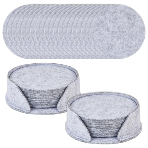 CREATCABIN Posavasos de Fieltro con Soporte Color Gris Claro Redondos de 20cm Resistentes Al Calor Y con Absorción de Agua para Proteger los Muebles de la Suciedad Y los Arañazos para Copas de 10cm