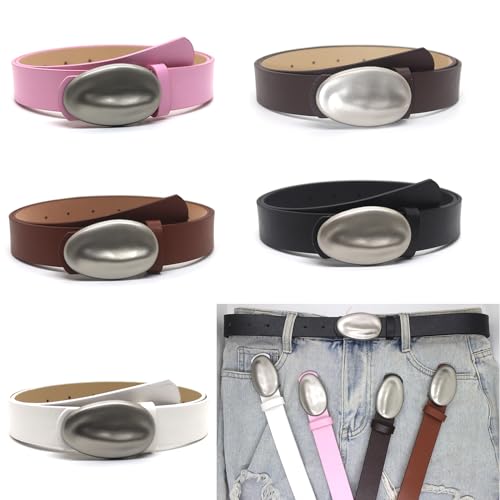 Womens Jeans Dress Simple Solid Color Waist Belt PU Faux Leather Belt With Oval Shape Metal Buckle Adjustable Waistband2