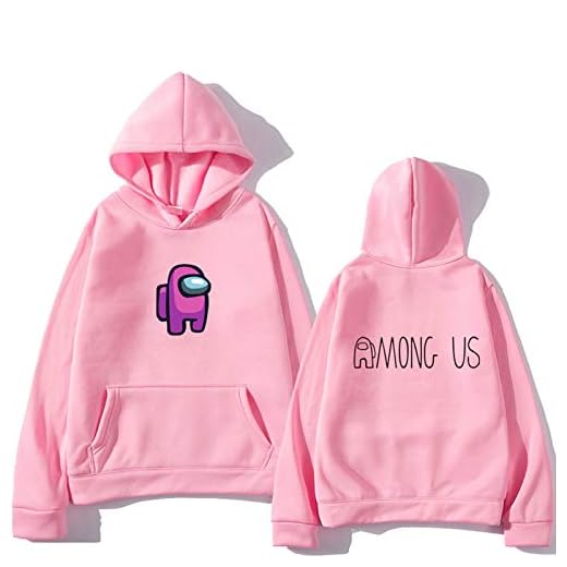 A`Mong Us 3D-tryckt huvtröja långärmad med fickor rolig ytterkläder, fritidskläder för pojkar och flickor, F, M