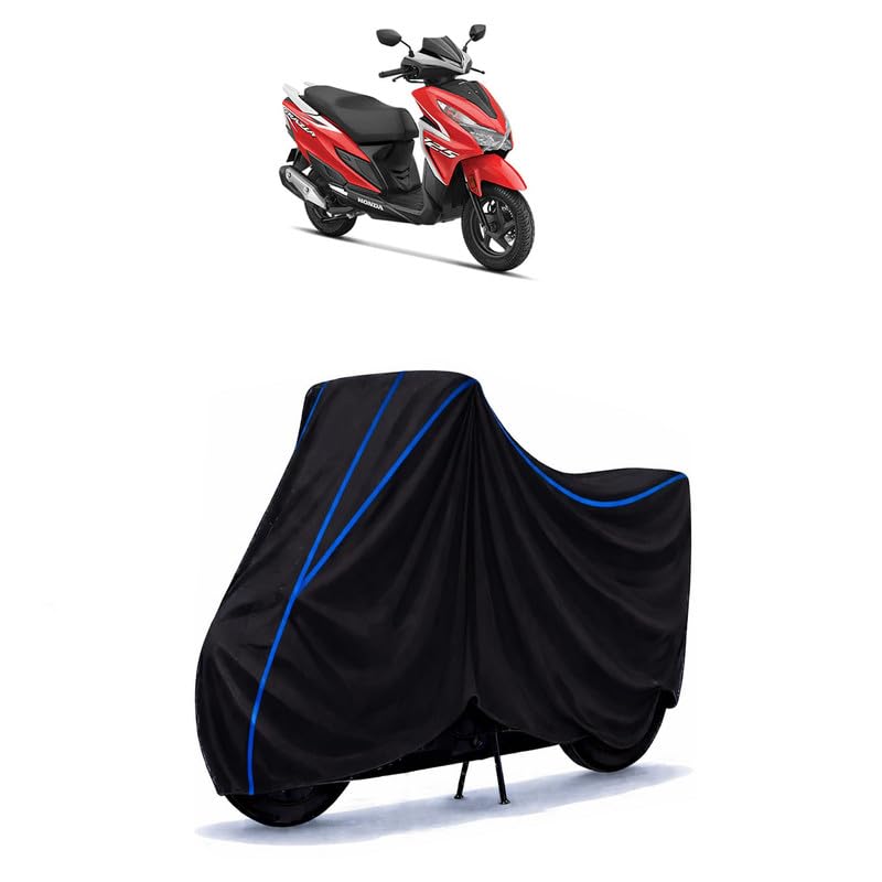 Image of Scooty Cover Water Resistant for Grazia Disc | Universal Scooter & Bike Cover | Heavy Duty UV Dust, Rain & Scratch Protection | Elastic Fit All Weather Indoor Outdoor | Black with Blue Piping