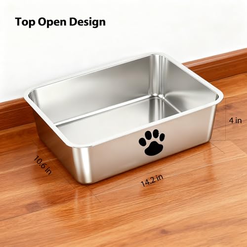 Arenero metálico pequeño para gato de acero inoxidable miniatura 3