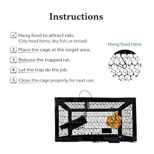 Image of PulGos Pack of 2 Mouse Trap Cage Rats | Heavy Duty Iron Rat Trap (Chuha Pinjara) | Rustproof Metal Catch & Release Trapper | Durable Rodent Cage for Home, Kitchen Use(Black)