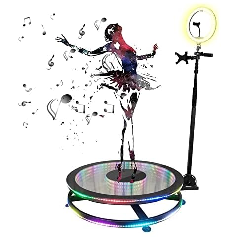 AFGZQ 360 Photo Booth Machine Automatic Spin Tempered Glass Metal Remote Control Photobooth Variable Speed Rotating Machine for Events (Size : 100CM 39.4in Flight Case) Cover