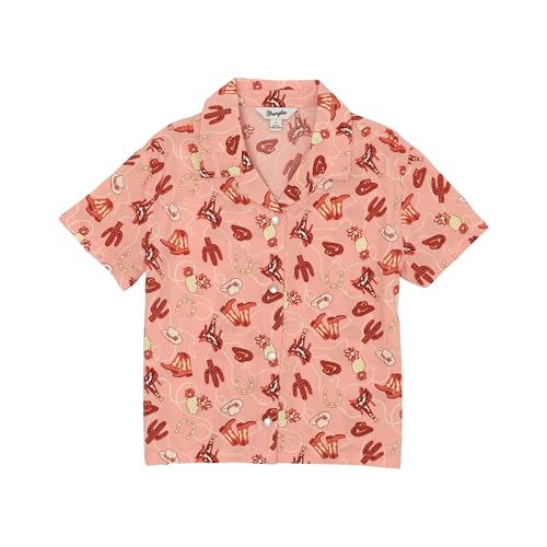 Wrangler Pink with Print Girls Western Print Camp Shirt 1123593912