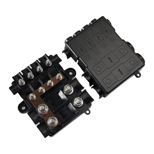 Offgridtec Porte-fusibles pour 2 fusibles Mega + 4 x Midi, avec Busbar, boîtier en polyamide avec couvercle, fusible de distribution électrique robuste pour...