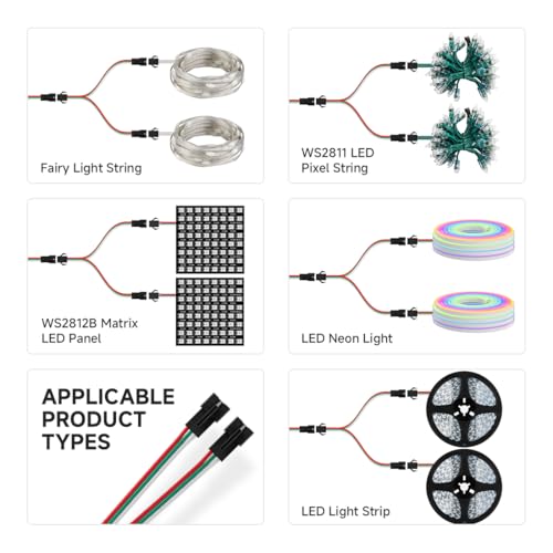 Image of BTF-LIGHTING 5 PCS JST SM 3PIN V Shape 1 to 2 Connectors for 3 Pin SMD WS2812B WS2811 WS2812 WS2814 SK6812 FCOB WS2811 IC Addressable LED Strip Female Male 15CM 22AWG Wire