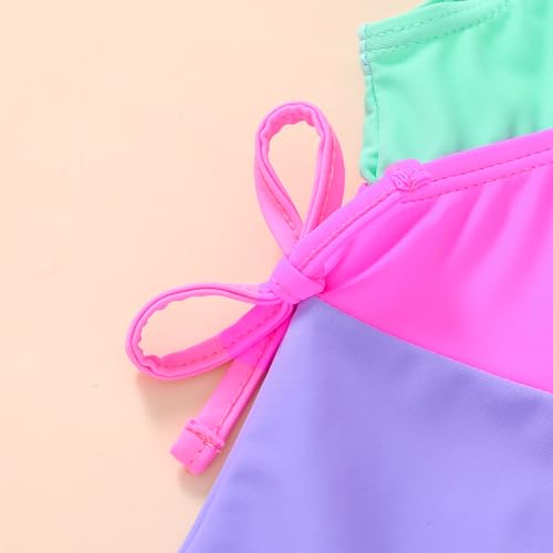 YOUNGER TREE Toddler Girl One Piece Swimsuit Color Block Stripe Swimwear Summer Beach Bathing Suit 12M-5T4