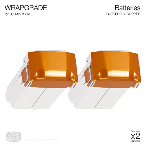 Image of WRAPGRADE Skin Stickers Compatible with DJI Mini 4 Pro /Mini 3 Series | Two Batteries (Butterfly Copper)