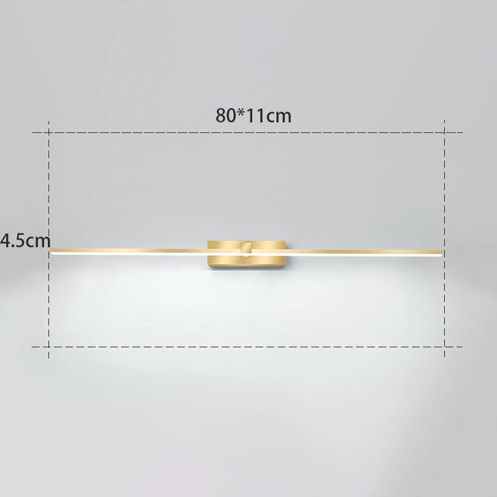 Luces de Espejo de Tocador Doradas, Lámpara Lineal LED de 12 W, Aplique de Pared Minimalista para Baño, Iluminación Frontal de Espejo