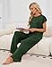 UMIPUBO Zweiteiler Damen 2 Piece Loungewear Set Freizeit Strickpullover Tops High Waist Elastische Taille Hosen Hausanzug Sets Elegant Sleepwear Outfit Elegant Freizeitanzug (Grün, L)