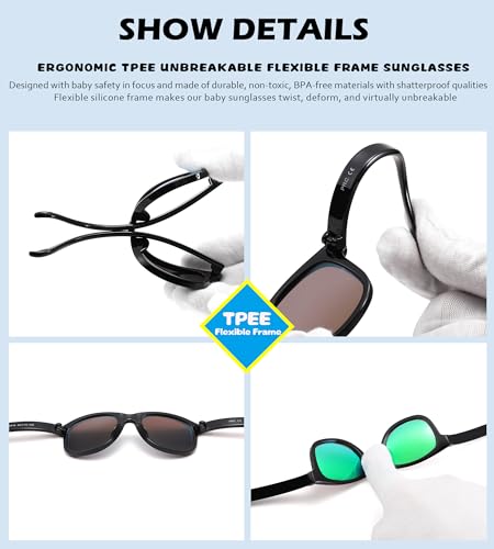NULOOQ Bendable Flexible Polarized Baby Sunglasses – with Silicon Strap for Infant Newborn & Toddler Age 0-18 Months4