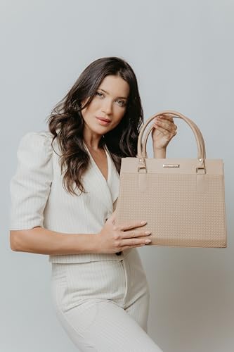 Bolsa Feminina Grande com alça transversal Santorini Handbag (Nude)