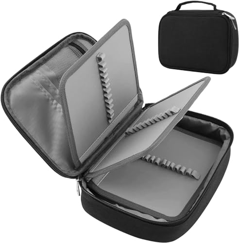 Estojo Escolar Grande Capacidade, Estojo Box Jumbo Com Alça e Elastico para 72 canetas ou lápis, Feminino Masculino, Infantil Adulto, Organizador Com Divisórias e Zíper (PRETO)