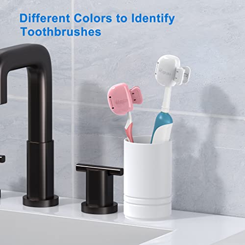 mspan toothbrush head cover cap tooth brush travel case protector plastic clip compatible with manual amp electric toothbrush for adults kids - 2 packs