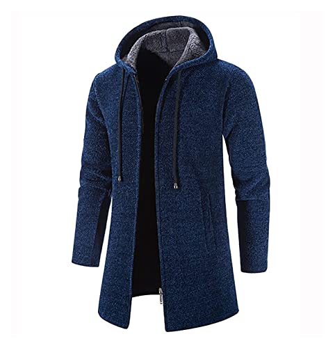 SIYAN Abrigo Clásico Con Capucha For Hombre Chaquetas De Invierno De Ajuste Regular Chaqueta Informal Hasta La Rodilla Abrigo Cálido For Negocios Ocio Gabardina Chaqueta S-5XL(Blue,XXL)