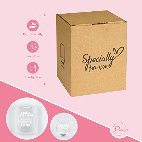 Dazlute Bonus Mom Gifts, Bonus Mom You May Not Have Given Me Life Stemless Wine Glass For Stepmom Bonus Mom Mother In Law, Mothers Day Gifts Birthday Christmas Gifts From Stepdaughter Stepson, 17Oz #TOP5