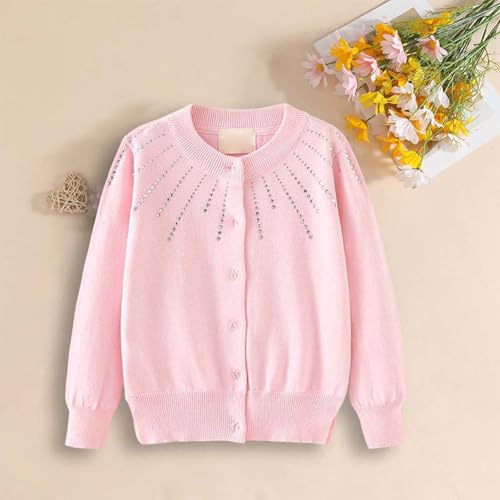 Girls Knit Cardigan Sweater Crewneck Button Front Outerwear Kids Comfortable Long Sleeve Cardigan2