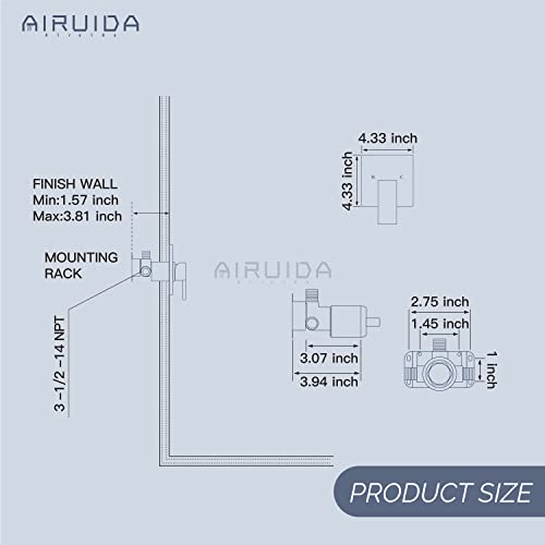 Airuida Square Single-Function Brass Faucet Shower Rough-in Valve Male Thread Bathroom Trim Kit Single Handle Tub Shower Valve 4.3 Inch Cover Plate Brushed Nickel