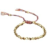 Generisch Pulseras de cuentas de cobre hechas a mano, pulseras juveniles de cuerda/cuentas para mujeres con borlas, pulsera de cuentas de cobre ajustable, joyería de muñeca trenzada, regalo unisex