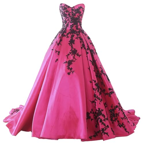 Gothic Black Satin Lace V Neck Ball Gown Long Prom Corset Wedding Dresses3