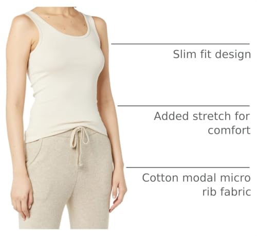 Image of Amazon Essentials Women's Slim-Fit Ribbed Scoop Neck Tank Tops, Pack of 2