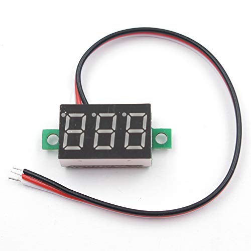 Image of (5 Pack) JacobsParts DC 0-30V 3-Wire Voltmeter 3-Digit LED Display Panel Volt Meter Digital Voltage Tester (Yellow)